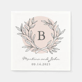 Blush Rustikaler Monogram-Papiercocktail Napkin Serviette