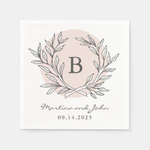 Blush Rustikaler Monogram-Papiercocktail Napkin Serviette