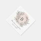 Blush Rustikaler Monogram-Papiercocktail Napkin Serviette (Ecke)