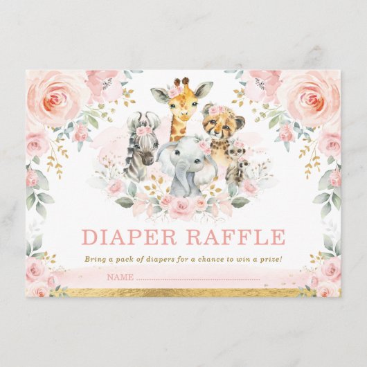 Blush Safari Jungle Baby Girl Dusche Windelwanne W Begleitkarte (Vorderseite)