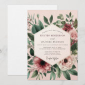 Blush Sage Anemone Wedding Einladung (Vorne/Hinten)