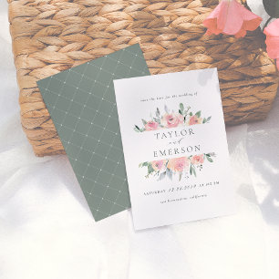 Blush & Sage Aquarell Save the Date Blütenfarbe