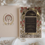 Blush Sage Art Nouveau Islamische Hochzeit Folieneinladung<br><div class="desc">Laden Sie Ihre Lieben ein, um Ihre Gewerkschaft mit dieser exquisiten islamischen Hochzeitseinladung zu feiern. Die Einladung strahlt einen warmen, blauen Hintergrund mit schlängelgrünen und goldenen Akzenten aus, die Eleganz und Charme ausstrahlen. Die Vorderseite ist mit einem stilisierten Lebensbaum bedeckt, der Wachstum und Einheit symbolisiert, flankiert von Lorbeer-Blätter und mit...</div>