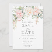 Blush & Sage Bloral Schöne Hochzeit Save The Date (Vorderseite)