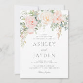 Blush & Sage Floral Engagement Party Einladung (Vorderseite)