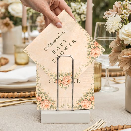 Blush Sage Floral Garden Baby Shower Serviette