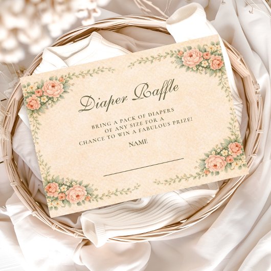 Blush Sage Floral Garden Diapper Raffle Begleitkarte