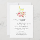 Blush & Sage Floral Paare Dusche Weinprobe Einladung (Vorderseite)