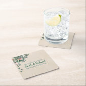 Blush Sage Floral Wedding Drink Rechteckiger Pappuntersetzer (Vor Ort)