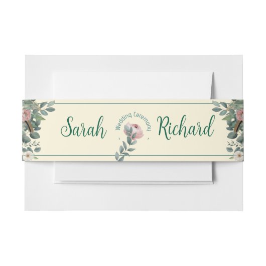 Blush Sage Floral Wedding Einladungsbanderole (Vorderseite Beispiel)