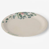 Blush Sage Floral Wedding Pappteller (Schrägansicht)