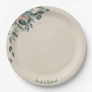 Blush Sage Floral Wedding Pappteller