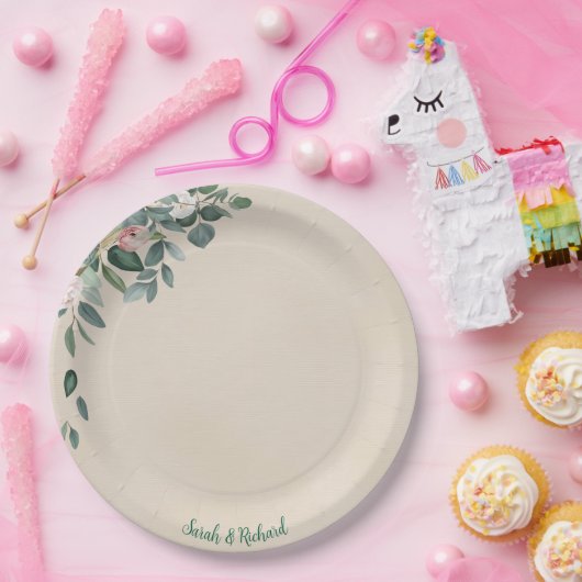 Blush Sage Floral Wedding Pappteller (Party)