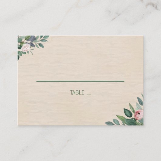 Blush Sage Floral Wedding Platzkarte (Vorderseite)
