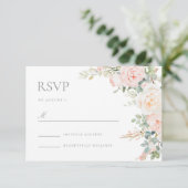 Blush Sage Floral Wedding Response RSVP Card Karte (Stehend Vorderseite)