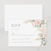 Blush Sage Floral Wedding Response RSVP Card Karte (Vorne/Hinten)