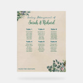Blush Sage Floral Wedding Seating Chart Acrylschild (Vorderseite)