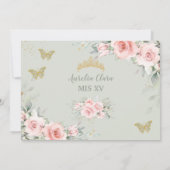 Blush Sage Green Floral Butterfliegen Quinceañera Save The Date (Rückseite)