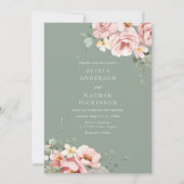 Blush & Sage Green Wedding Einladung (Vorderseite)