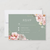Blush & Sage Green Wedding RSVP Response Card Karte (Vorderseite)