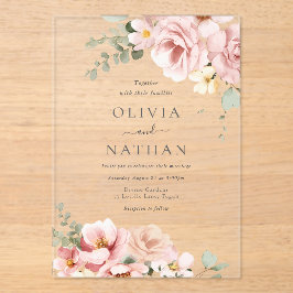 Blush & Sage Grüne Göttliche Eleganz Hochzeit Acryleinladungen