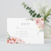 Blush & Sage Grüne Göttliche Eleganz Hochzeit RSVP Karte (Stehend Vorderseite)
