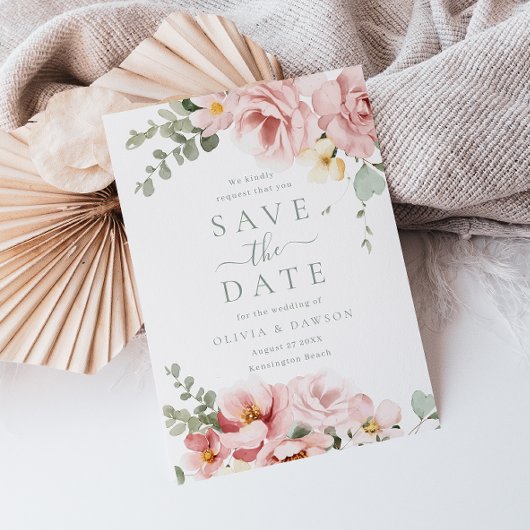 Blush & Sage Grüne Göttliche Eleganz Hochzeit Save The Date