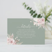  Blush, Sage & Ivory Floral Wedding Details Begleitkarte (Stehend Vorderseite)