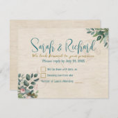 Blush & Sage mit Watercolor Foliage Hochzeit RSVP Karte (Vorne/Hinten)