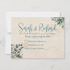 Blush & Sage mit Watercolor Foliage Hochzeit RSVP Karte