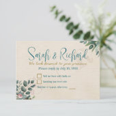 Blush & Sage mit Watercolor Foliage Hochzeit RSVP Karte (Stehend Vorderseite)