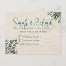 Blush & Sage mit Watercolor Foliage Wedding RSVP