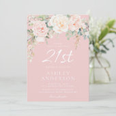 Blush & Sage Modern Girls 21. Geburtstag Party Einladung (Stehend Vorderseite)