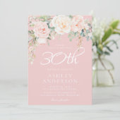 Blush & Sage Moderne Frauen 30. Geburtstag Party Einladung (Stehend Vorderseite)