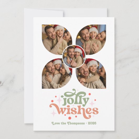 Blush & Sage Retro Foto Collage Weihnachten (Vorderseite)