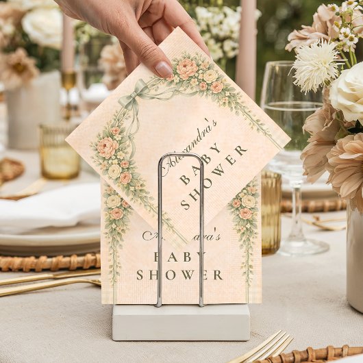 Blush Sage Rose Arch Baby Shower Serviette