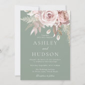Blush & Sage Rosen Boho-Hochzeit Einladung (Vorderseite)