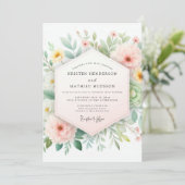 Blush & Sage Soft Bloom Hochzeit Einladung (Stehend Vorderseite)