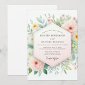Blush & Sage Soft Bloom Hochzeit Einladung (Vorne/Hinten)