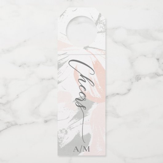 Blush Sage Wassercolor Hochzeit Flaschenanhänger (Vorderseite)