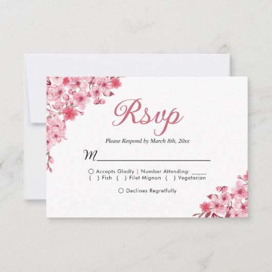 Blush Sakura Wedding – Spring Floral  RSVP (Vorderseite)