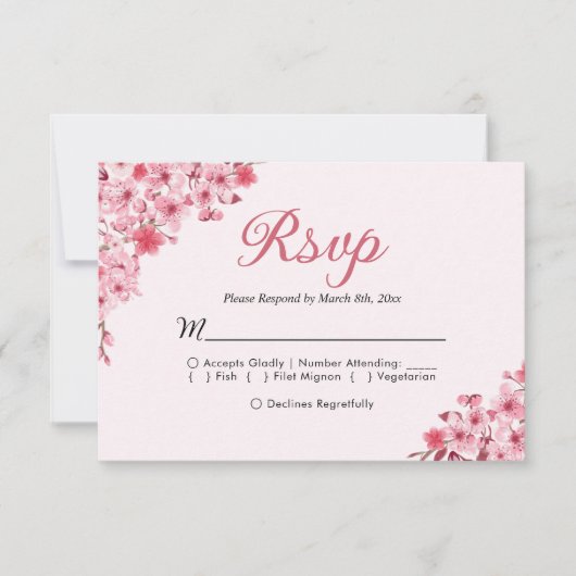 Blush Sakura Wedding – Spring Floral  RSVP (Vorderseite)