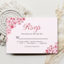 Blush Sakura Wedding – Spring Floral  RSVP Karte