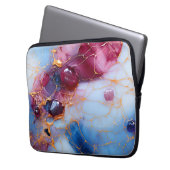 Blush & Sapphire Marble with Gold Veins Laptopschutzhülle (Vorderseite Links)