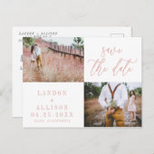 Blush Save the Date Postkarte (Vorne/Hinten)