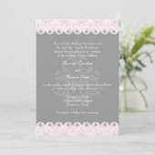 Blush Scalloped Damask Hochzeitseinladung Einladung (Stehend Vorderseite)