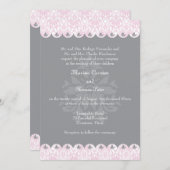 Blush Scalloped Damask Hochzeitseinladung Einladung (Vorne/Hinten)