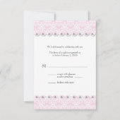Blush Scalloped Damask Wedding Reply Card RSVP Karte (Vorderseite)