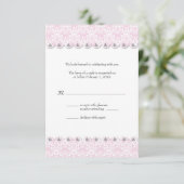 Blush Scalloped Damask Wedding Reply Card RSVP Karte (Stehend Vorderseite)