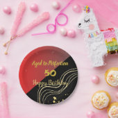 Blush Schwarz und Gold Farbpalette Happy Birthday Pappteller (Party)